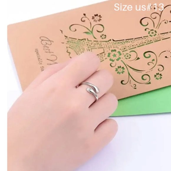 Hugging Arms Engraved ''I ❤ You Forever' Stainless Steel Ring Adjustable - Picture 2 of 3